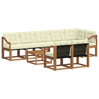 vidaXL Conjunto De Sof&aacute;s De Exterior Con Coj&iacute;n 9 Pcs Natural Y Crema Vidaxl