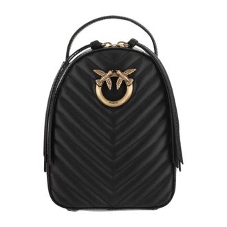 Pinko Leren rugzak met logo en rits - Dames - Rugzakken - Zwart - ONE Size - Leer - Tassen