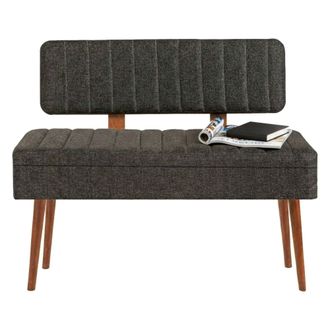 Dmora Mesa Dprin, Banco Multiusos, Asiento De Invitados, Cofre Multifuncional, 90x39h40 Cm, Nogal Y Antracita - Dmora