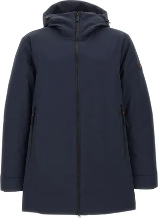 Peuterey Minimalist Blue Parka With Logo Patch And Padded Structure