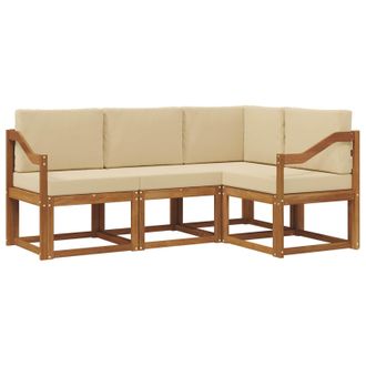 vidaXL Conjunto De Sof&aacute;s De Exterior Con Coj&iacute;n 4 Pcs Natural Y Beige Vidaxl