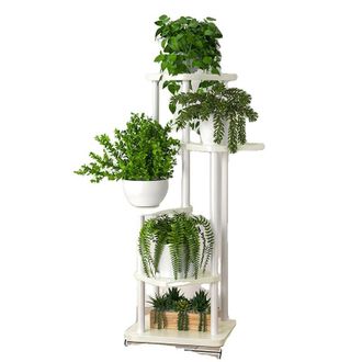 OEM Estanter&iacute;a De Madera Para Plantas Y Flores, Organizador De Almacenamiento, Lsb-5 Niveles-blanco
