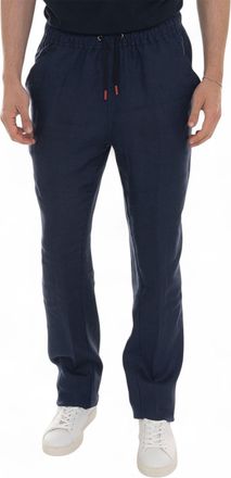 Kiton Pantalaccio in lino Blu royal Kiton Uomo