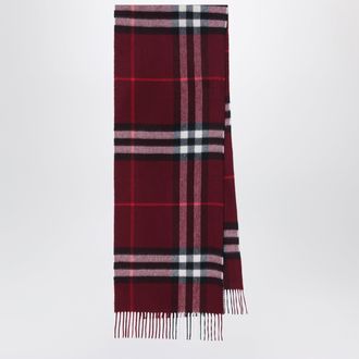 Burberry Sciarpa bordeaux in cashmere con motivo Check
