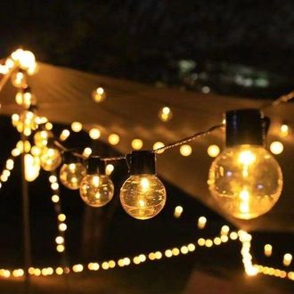 OEM Guirnalda Luces Solares, Guirnalda 4,8 M (16 Pies) Forma Globo, 20 Luces Transparentes, Iluminaci&oacute;n Decorativa Solar Impermeable, Blanco C&aacute;lido