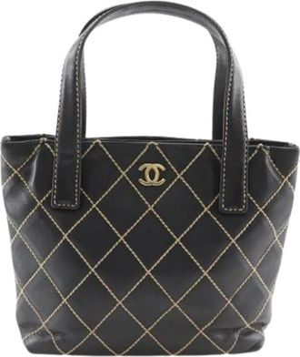 Chanel Pre-owned Tote Bags, female, Black, Size: ONE SIZE Pre-owned Wild Stitch Handbag