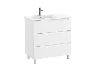 Roca Roca - Pack Unik Mueble De 3 Cajones + Lavabo A La Izquierda Aleyda Color: Blanco Mate - Medidas: 805x460x740 Mm