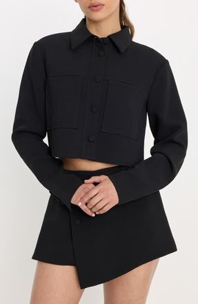 Good American Luxe Crop Jacket in Black001 at Nordstrom, Size X-Large