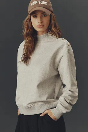 Derek Lam Hilda French Terry Mock-Neck Sweater