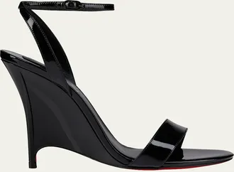 Christian Louboutin 100mm Zeezeenella Patent Leather Wedge Sandals