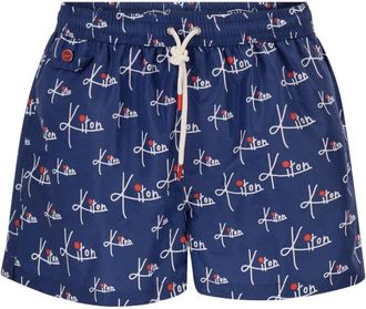 Kiton Logo Print Zwemshorts - Heren - Strandmode - Blauw - XL - Polyester - Badmode