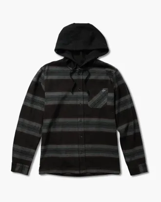 Salty Crew Mens Outback Hooded Flannel Top In Coal
