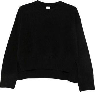 C.T. Plage Fijngebreide trui met ronde hals - Dames - Truien - Zwart - Maat: XS Wol