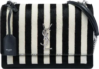 Saint Laurent Pre-owned Saint Laurent Medium Striped Ponyhair and Calfskin Monogram Sunset Crossbody Ladies 16MG5BOUS2B4A6ST
