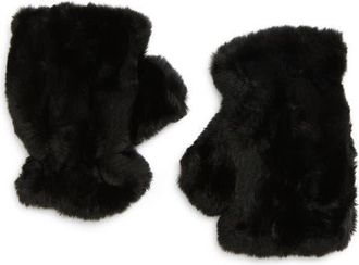 Apparis Ariel Faux Fur Fingerless Gloves in Noir at Nordstrom