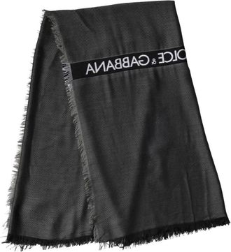 Dolce & Gabbana Modal Warmer Sjaal met Franjes - Heren - Wintersjaals - Zwart - ONE Size - Accessoires