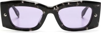 Alexander McQueen Eyewear Spike Studs rectangular-frame sunglasses - unisex - Recycled Acetate - One Size - Black
