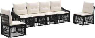 vidaXL Conjunto De Sof&aacute;s De Jard&iacute;n 6 Uds. Negro Rat&aacute;n Sint&eacute;tico Vidaxl
