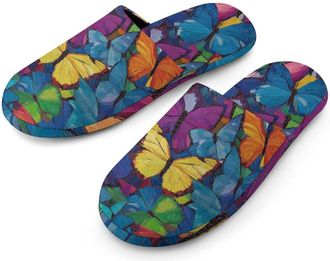 Generic Multicolored Butterflies Mens House Slippers Slip Indoor Slipper On Shoes Warm Outdoor