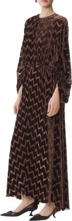 Lanvin Devor&eacute; Velvet Dress in Mocha at Nordstrom, Size 36 Eu