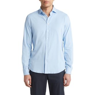 Emanuel Berg 4Flex Modern Fit Knit Button-Up Shirt in Light Blue at Nordstrom Rack, Size Xx-Large