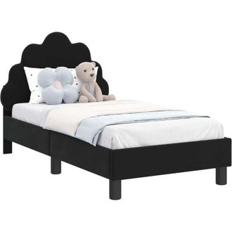 vidaXL Toddler Bed Frame with Headboard Black 70 x 140 cm Velvet vidaXL