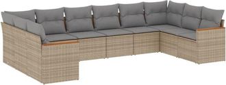 vidaXL Juego De Sof&aacute;s Jard&iacute;n Con Cojines Beige 10 Pzas Rat&aacute;n Sint&eacute;tico Vidaxl