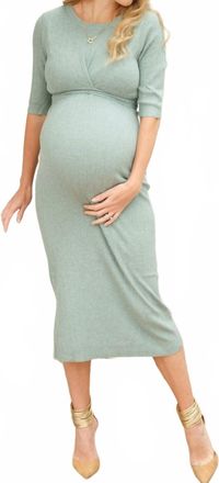 Angel Maternity Wool Knit Maternity Midi Dress In Sage Green