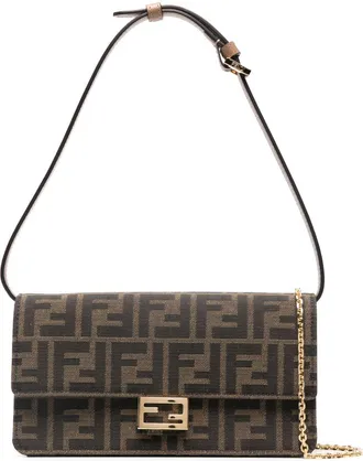 Fendi Baguette clutch bag - women - Fabric/Calf Leather - OS - Brown