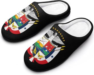 Generic Coat of Arms of Panama Slippers Men Winter Warm Cotton Anti-Slip Indoor Slip-Ons House Shoes