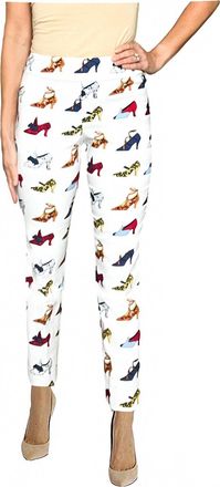 Krazy Larry Pull On Pants With Heels In White