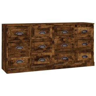 Berkfield Home Sideboards 2 pcs Smoked Oak Engineered Wood in Brown