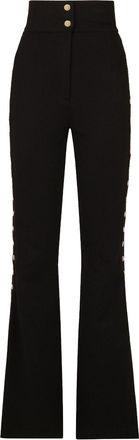 Dolce & Gabbana button-detail bootcut high-waisted trousers - women - Wool/Elastane/Nylon - 46 - Black