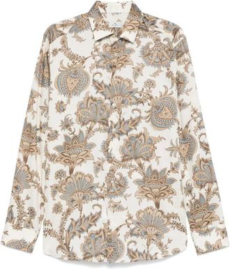 Etro Paisley Print Long Sleeve Shirt - Heren - Casual Overhemden - Veelkleurig - L - Katoen - Overhemden