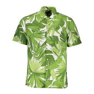 GANT Groen shirt met korte mouwen en logo - Heren - Korte mouwen Overhemden - Groen - S - Katoen - Overhemden