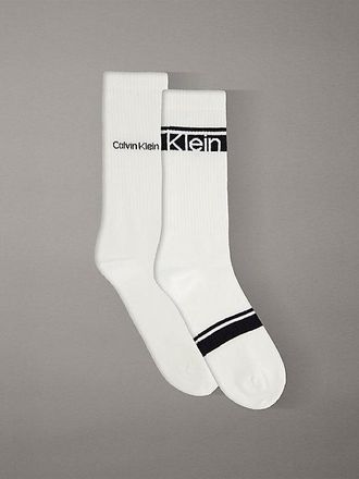 Calvin Klein 2 Pack Cotton Logo Stripe Crew Socks