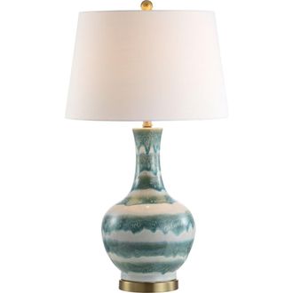 Jonathan Y Designs Tucker 30.5 Ceramic/Metal LED Table Lamp in Green/white at Nordstrom