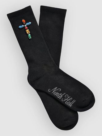 Ninth Hall Bejeweld Rhinestone Socks negro