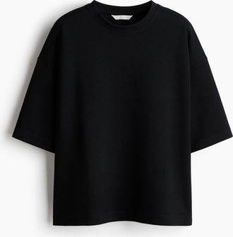 H&M T-Shirt aus Interlock-Jersey - Schwarz