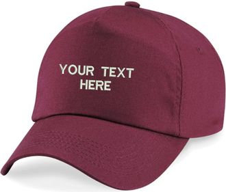Generic Personalised Embroidered BC010 Baseball Cap Add Your Text, Unisex Workwear Baseball Cap (Burgundy)