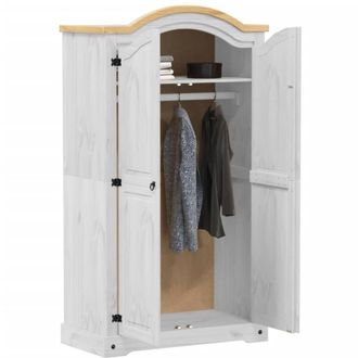 Berkfield Home Wardrobe Corona White 102x52x186 cm Solid Wood Pine | Size: 102 x 52 x 186 cm