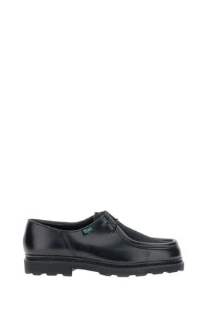 Paraboot Black Ponyskin Leather Lace-Up Loafers