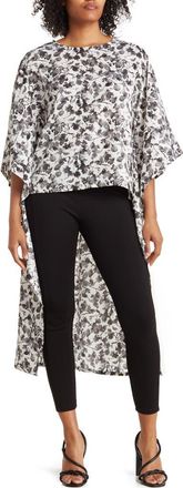 Patrizia Luca Oversize High/Low Tunic in Black Print at Nordstrom Rack, Size Large/x-Large