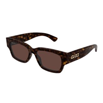 Gucci Chromatische Dubbellaagse Rechthoekige Zonnebril - unisex - Zonnebrillen - Bruin - ONE Size - Accessoires