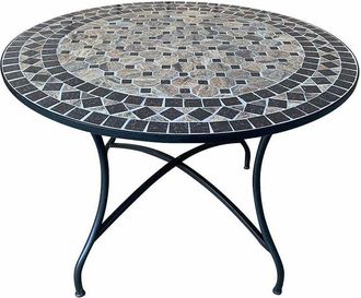 Gardenia Tavolo arredo giardino e terrazzo modello cipro, rotondo con struttura in metallo e piano in cemento decoro mosaico, diametro 100 x h.75 cm