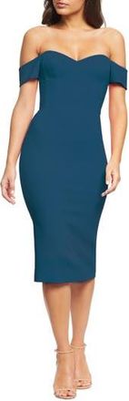 Dress The Population Bailey Off the Shoulder Body-Con Dress in Peacock Blue at Nordstrom Rack, Size Xx-Small