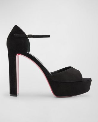 Christian Louboutin 130mm Sandaloo Suede Platform Sandals