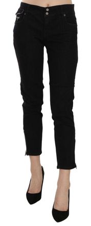 John Galliano Mid Waist Cropped Cut Hem blue Casual Womens Pants
