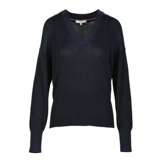 Tommy Hilfiger Maglia - Dames - V-hals truien - Blauw - L - Truien & Vesten