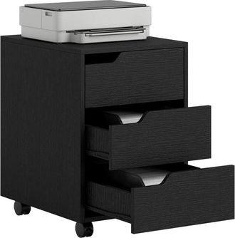HOMCOM Cajonera De Oficina Con Ruedas Mueble Archivador Con 3 Cajones Cajonera Para Escritorio Estudio 40x50x57,5 Cm Negro